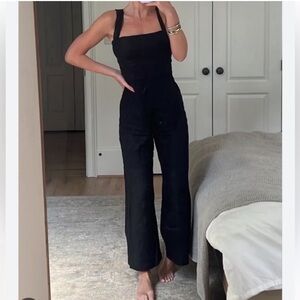 NEW Reformation Malika Black Linen Halter Jumpsuit Wide Leg size 4